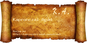 Kapronczai Agád névjegykártya