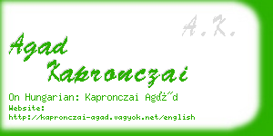 agad kapronczai business card